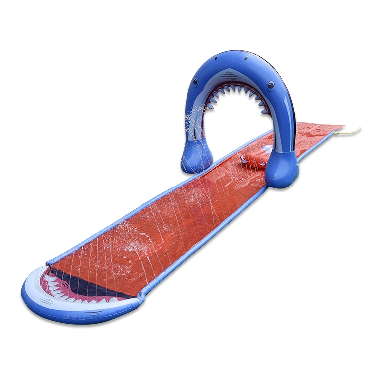 重庆充气玩具鲨鱼拱门单人滑水道