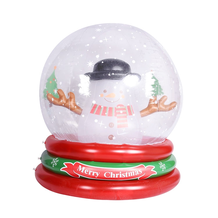 驻马店户外圣诞装饰充气雪人水晶球充气玩具