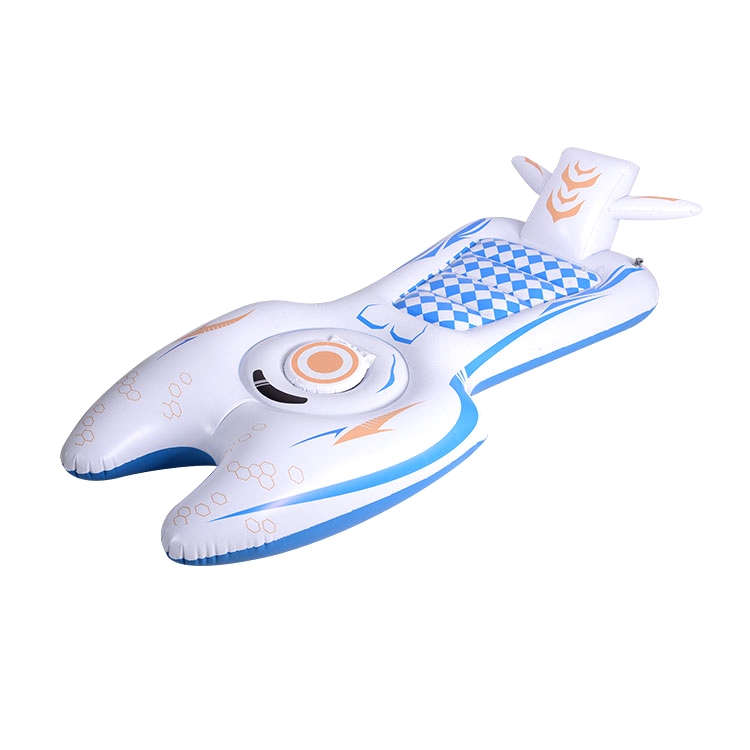 柳州充气蓝色战舰飞机浮床泳池充气玩具