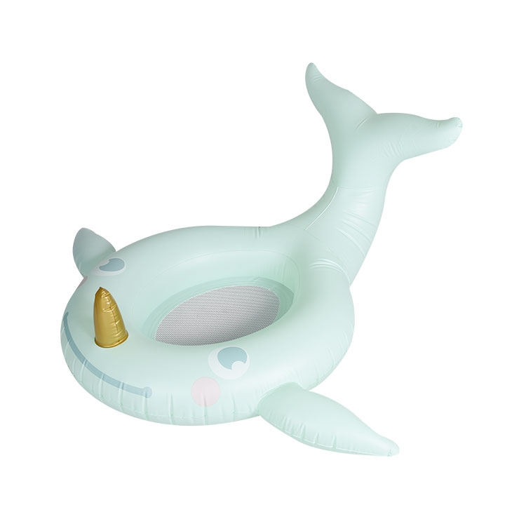 浙江跨境充气独角鲸有网座圈充气玩具